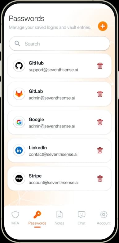 Lume Auth password manager screen