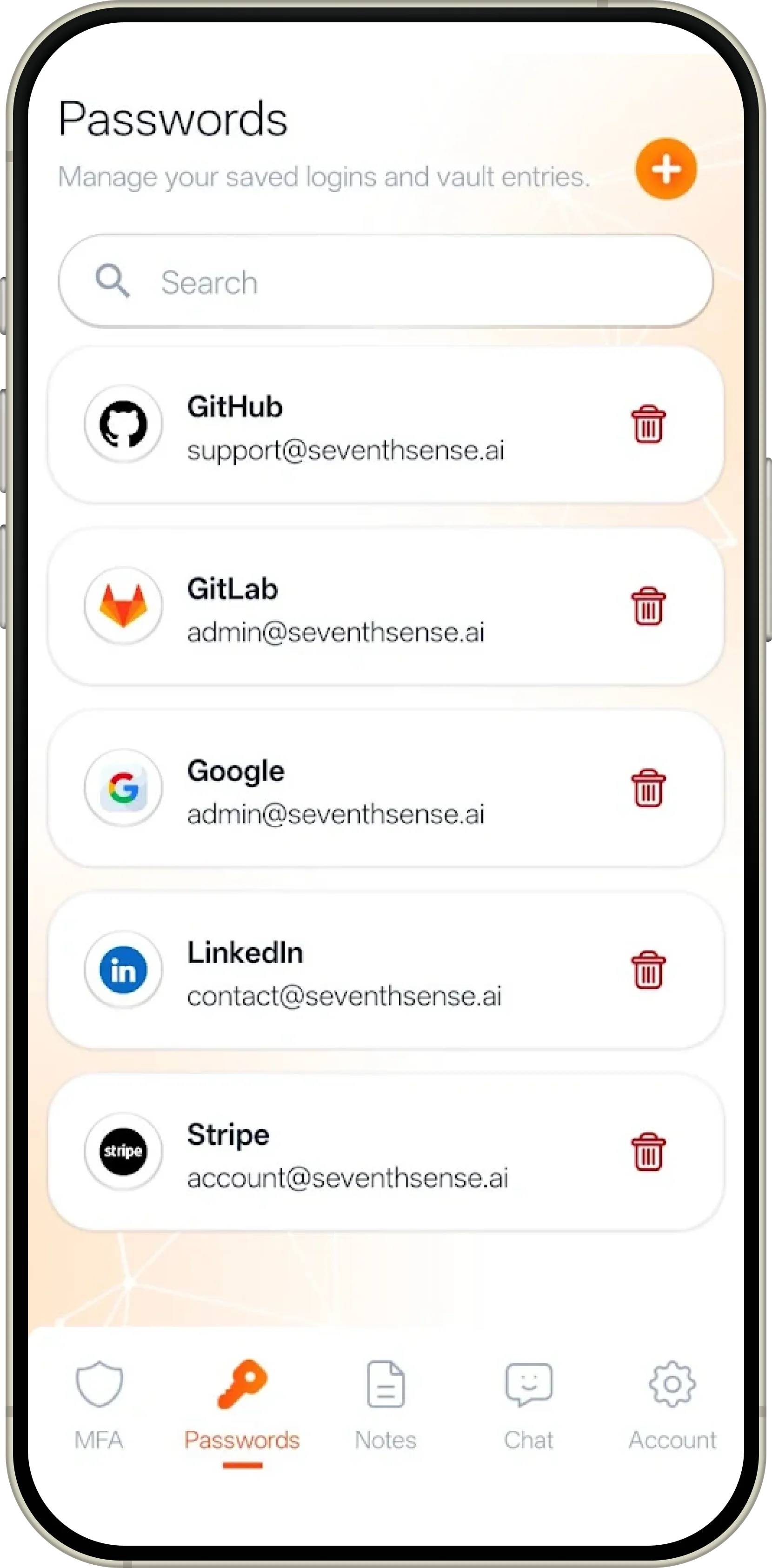 Lume Auth password manager screen